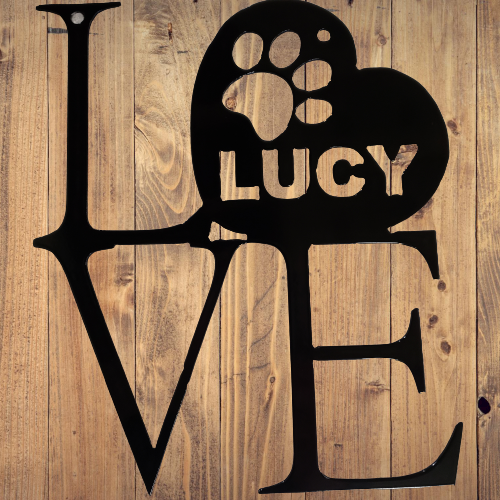 Love Paws Squared with names - Cutting Edge Design LLC